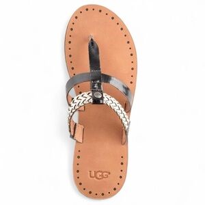 ✨ UGG Audra Metallic Silver Sandals – Size 7 | Braided Strap✨